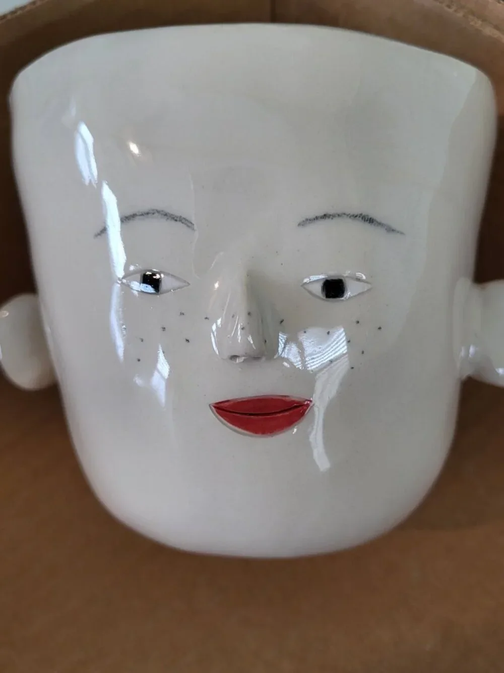 Rachel Sender Potheads Ceramic Face Planter Vase Character Studio Art Pottery